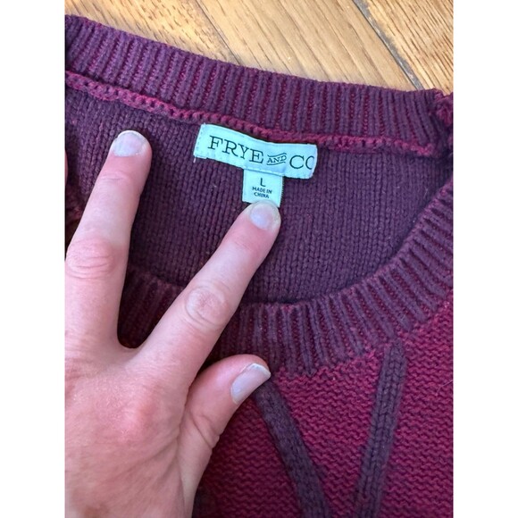 Frye and Co. Burgundy Crewneck Long Sleeve‎ Knit Sweater Women's Size L - Picture 3 of 7